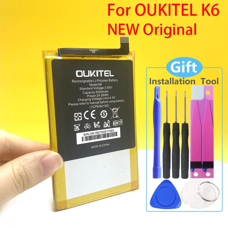 

New Original Battery For Oukitel K6 6300mAh Mobile Phone+Gift Tools