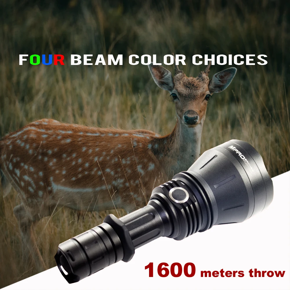 MAXTOCH ARCHER M PRO White/ Green/Red/Blue Four Beam Color Choices Max 1600 Meters distance,  MPRO Short Hunting Torch