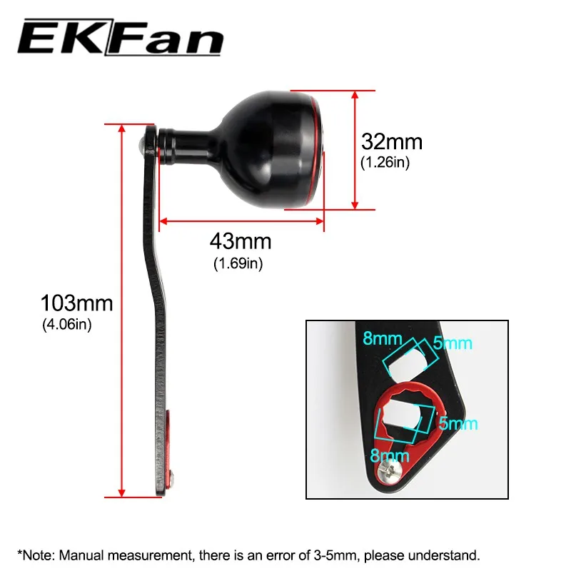Ekfan Aluminium Legierung Angeln Reel Griff Länge 100mm Durchmesser 32mm Loch 8x5mm Für DAI & SHI Baitcasting Angeln Reel – Detail 5