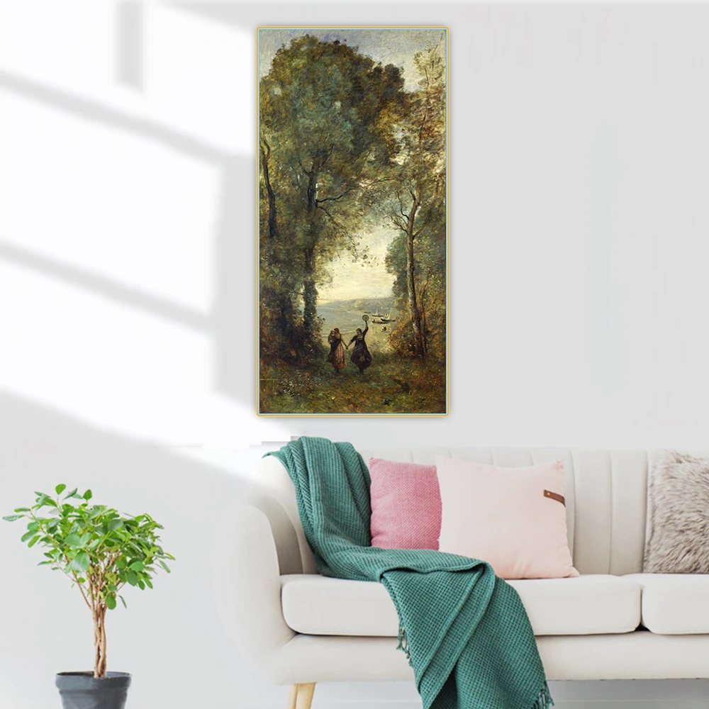 Citon Jean Baptiste Camille Corot《Reminiscence of the beach of naples》Canvas Oil painting Background Wall Decor Home Decoration