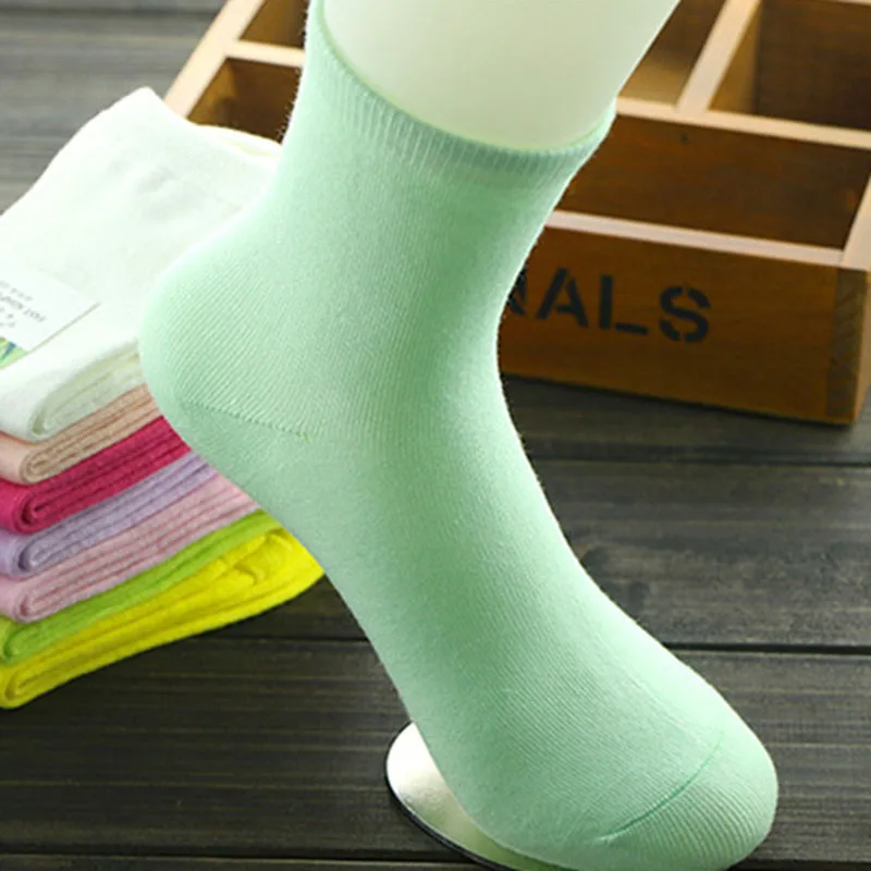 3 Pairs Woman Girl Solid Bamboo Fiber Socks Spring Autumn Soft Breathable Candy Color Polka Dots Casual Short Socks Crew Sox