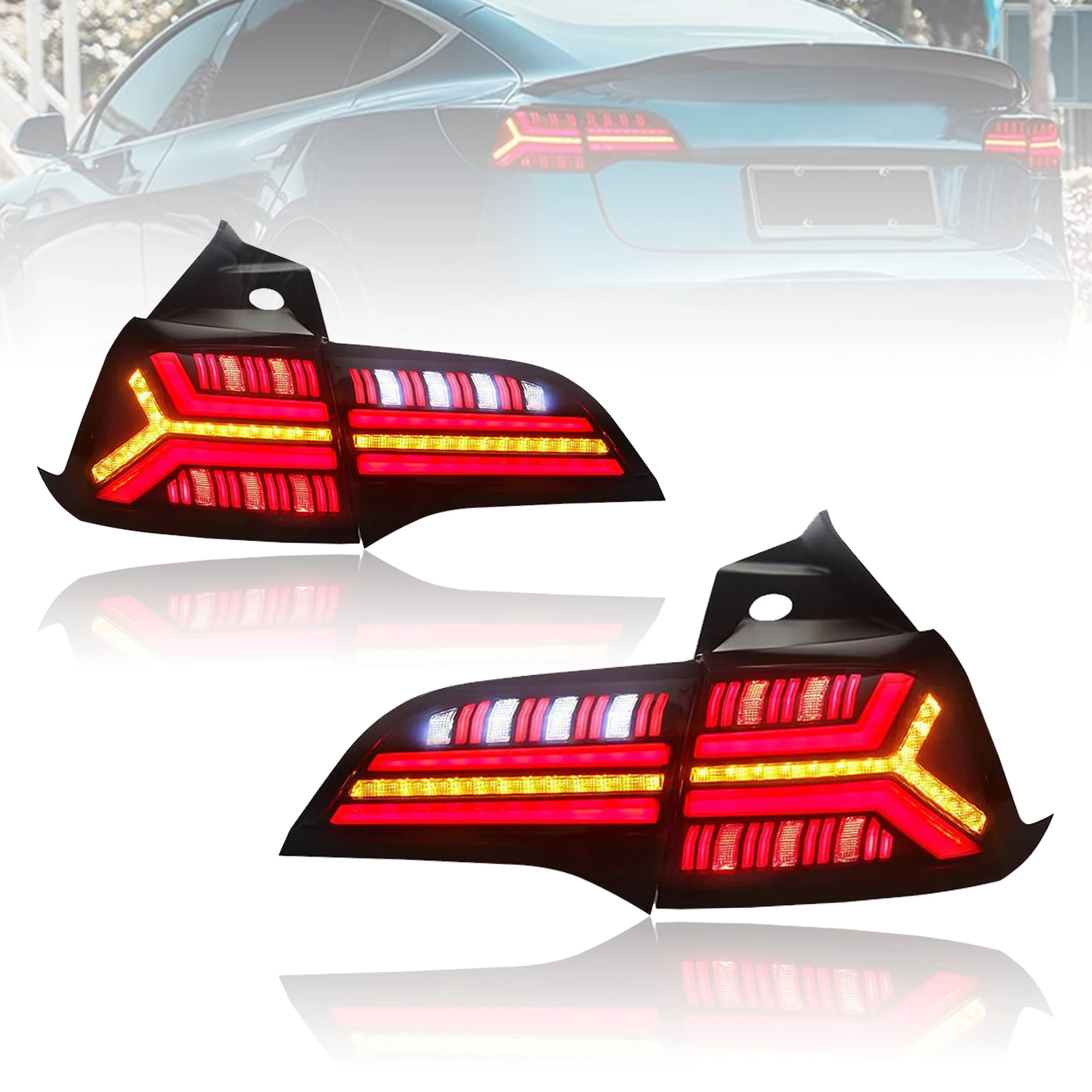 

LED Tail Lights for Tesla Model 3 Model Y 2017 TT-ABC Refitting DRL Car Taillight Assembly Signal Auto Accessories Modified Lamp