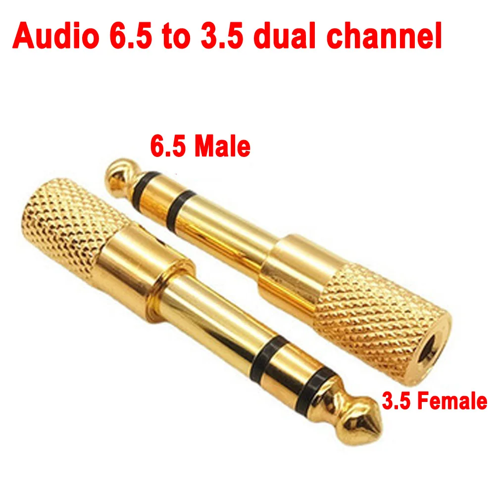 5pcs Jack 6.5 6.35mm Male Plug to 3.5mm Female Connector Headphone Amplifier Audio Adapter Microphone AUX 6.3 3.5 mm Converter