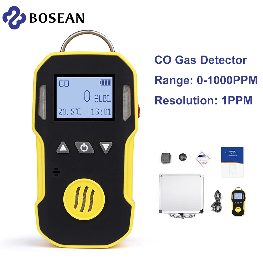 Medidor Portátil do co do Monóxido de Carbono do Detector de Gás do co da Indústria Água Poeira & à Prova de Explosões Usb Chargea 01000ppm