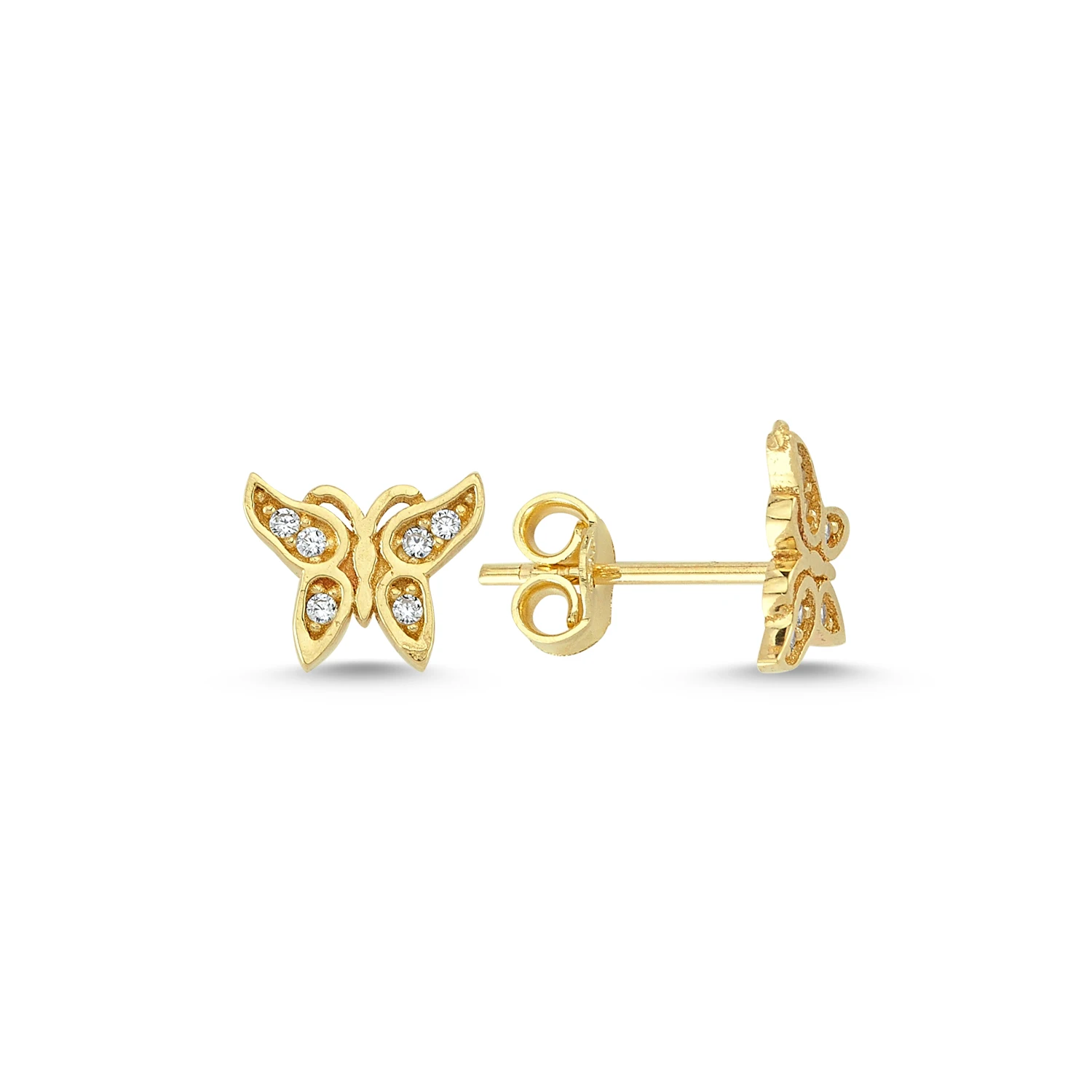 14K Real Gold Mini Butterfly Stud Earrings. 10x8mm diameter Butterfly Stud Earrings