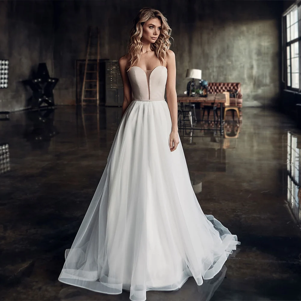 A-Line Wedding Dresses Cut-Out Illusion Detachable Puff Sleeve 2020 Latest Version Design Fashion Floor Length Bridal Gowns Sexy