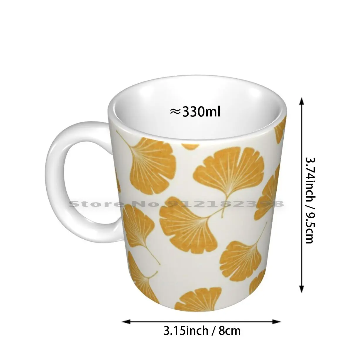 Ginkgo Biloba - Gingko Leaves Ceramic Mugs Coffee Cups Milk Tea Mug Ginkgo Biloba Ginkgo Gingko Tree Ginkgophyta Leaves Large