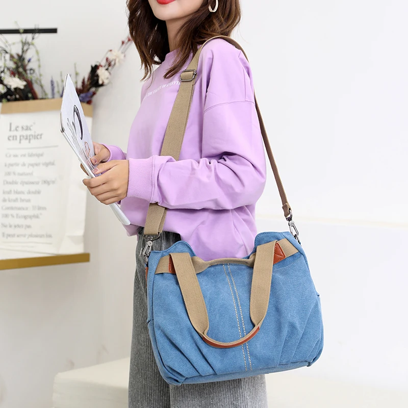 Leinwand Hobos Tasche Frauen Handtaschen weibliche Designer große Kapazität Freizeit Umhängetaschen für Reise wochen ende Outdoor Bolasas Farben – Detail 23