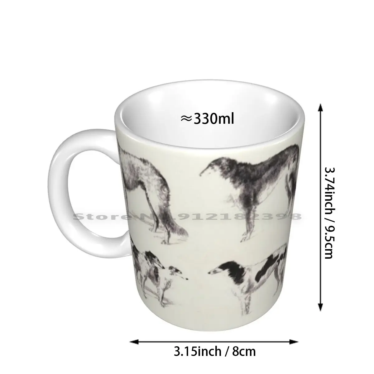 Martynow Borzoi 28 Vintage Sketches Ceramic Mugs Coffee Cups Milk Tea Mug Borzoi Vintage Barsoi Barzoi Martynow Russian