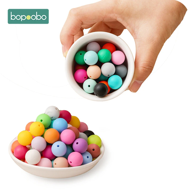 

Bopoobo10/50PCS 12/14mm Silicone Beads BPA Free Food Grade for Baby Teether DIY Pendant Pacifier Chain Nursing Accessories Gifts