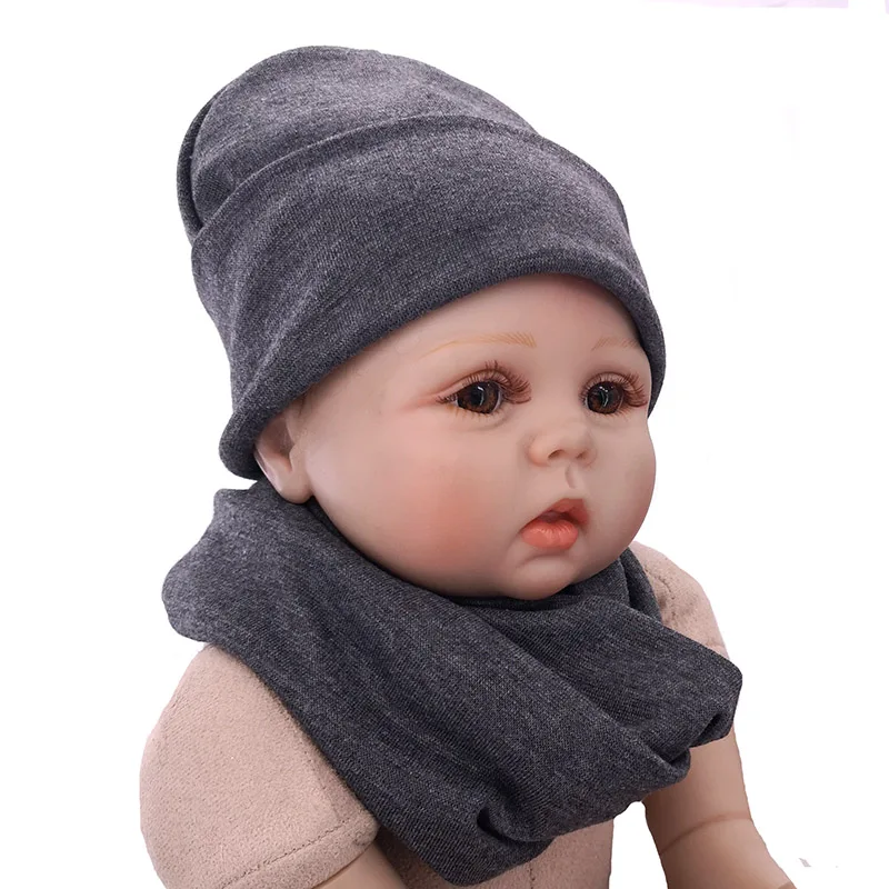 Soft Cotton Hat Scarf Set For Newborn baby Boy girls Autumn Winter Children Kids Toddler Warm Scarf Neckerchief Beanies hat Sets