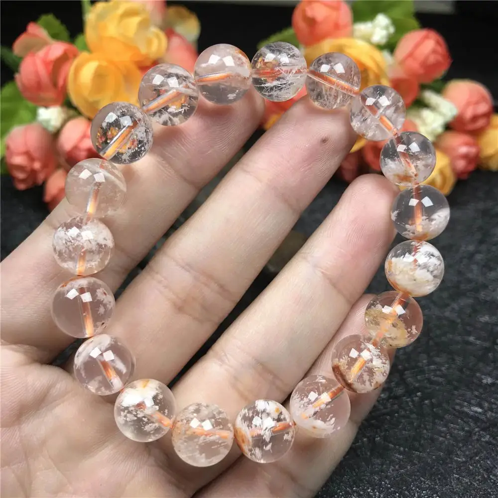 10mm Natural Cherry Phantom Quartz Bracelet For Woman Men Love Beauty Gift Crystal Beads Strands Reiki Gemstone Jewelry AAAAA