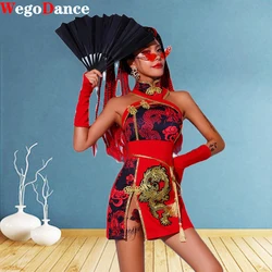 Jazz Dance Dress Korean Sexy Chinese Style Women Group Song Suit  Meeting Performance Costume