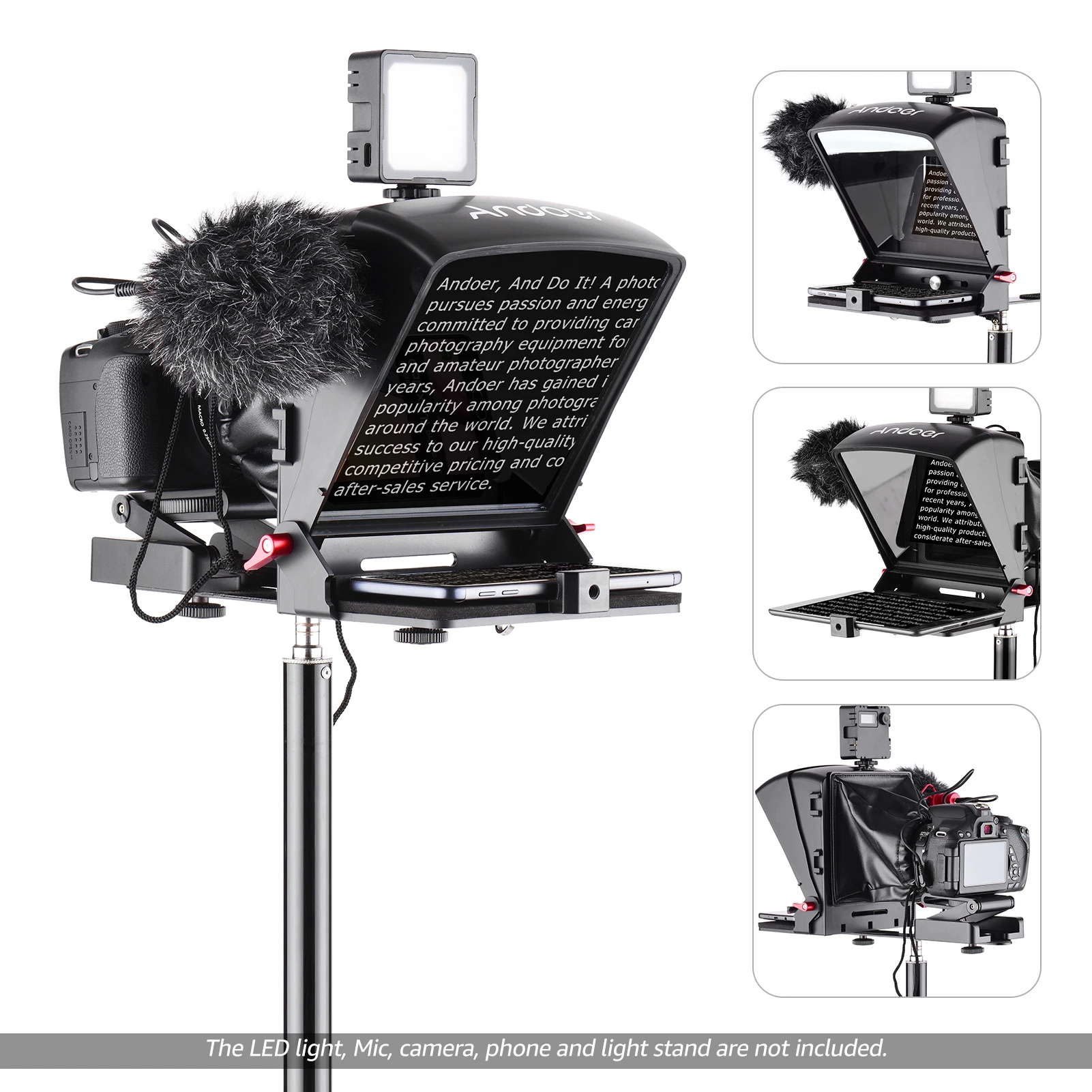 Andoer A1 Universal Teleprompter Prompter for Camera Video Recording Live Streaming Interview Presentation Stage Speech