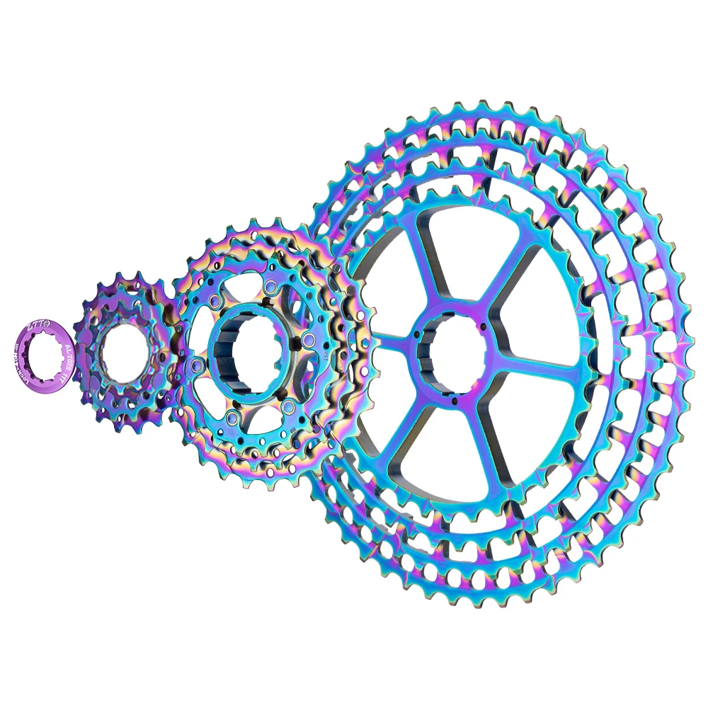 MTB 11 SLR2 Rainbow Cassette 11 S 11-52T จักรยานเสือภูเขา CNC Freewheel กว้าง Ratio ที่มีสีสันเฟือง11V K7 HG ระบบ