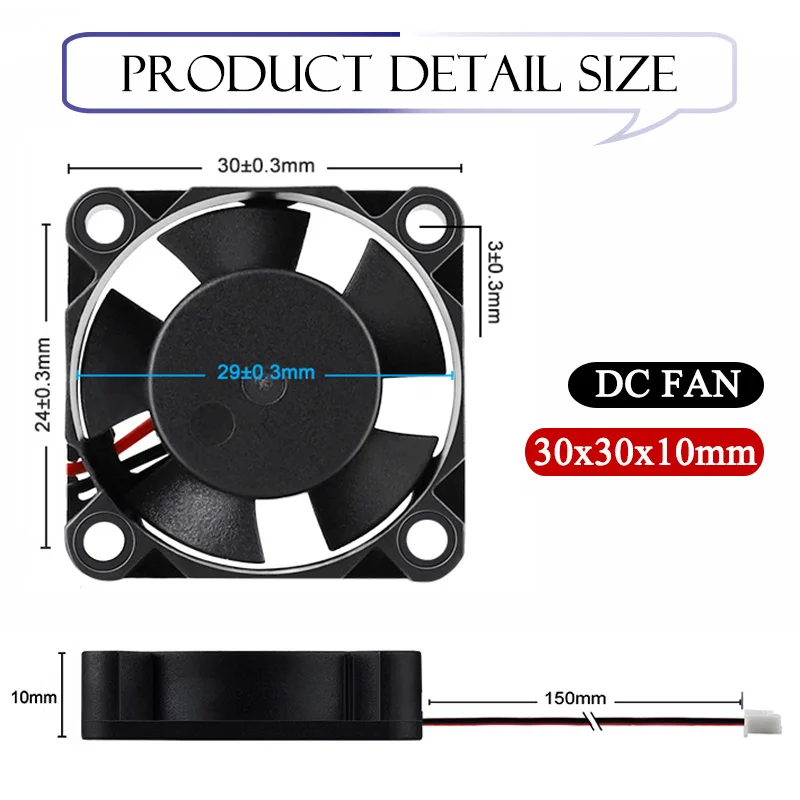 2PCS Gdstime Dual Ball Bearing DC 24V 12V 5V 3cm 30mm 30x30x10mm 3010 Brushless Mini Cooler Cooling Fan