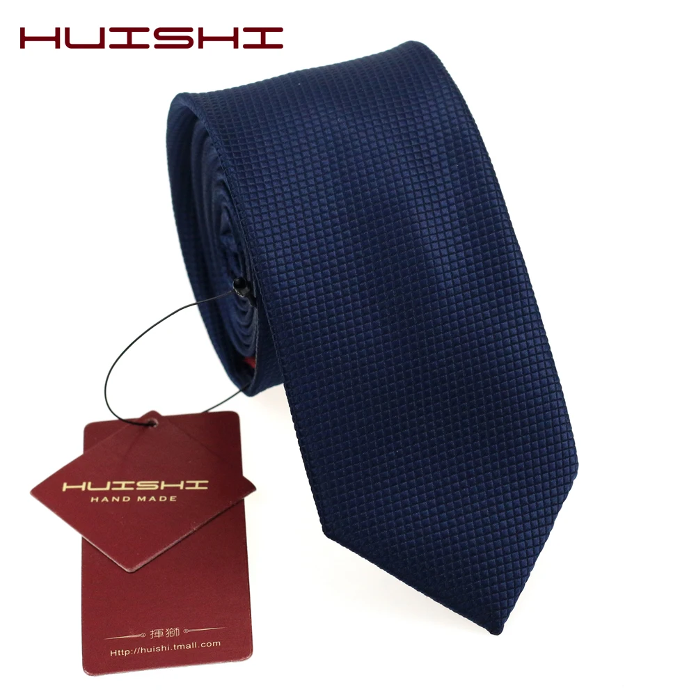 HUISHI 8CM 8 Styles Men\'s Solid Dark Blue Color Neck Tie 6cm Waterproof Jacquard Necktie Daily Wear Cravat Wedding Party For Men