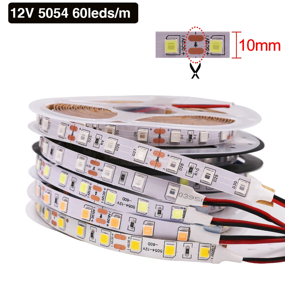 12V 24V Led Strip 5054 2835 5050 60 120 240Leds/m Waterproof Cool/Warm/Natrual White RGB Flexible LED Ribbon Tape Light Lamp 5m