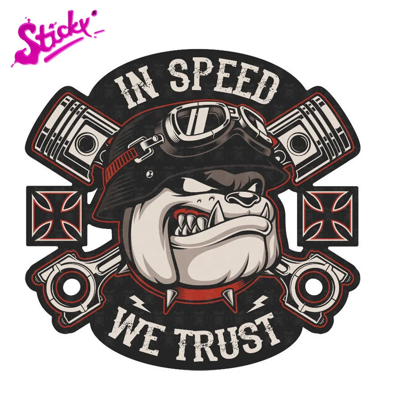 STICKY Cool Old School Biker In Speed We Trust Badge Brand Car Sticker Decal Decor Motorcycle Off-road Laptop