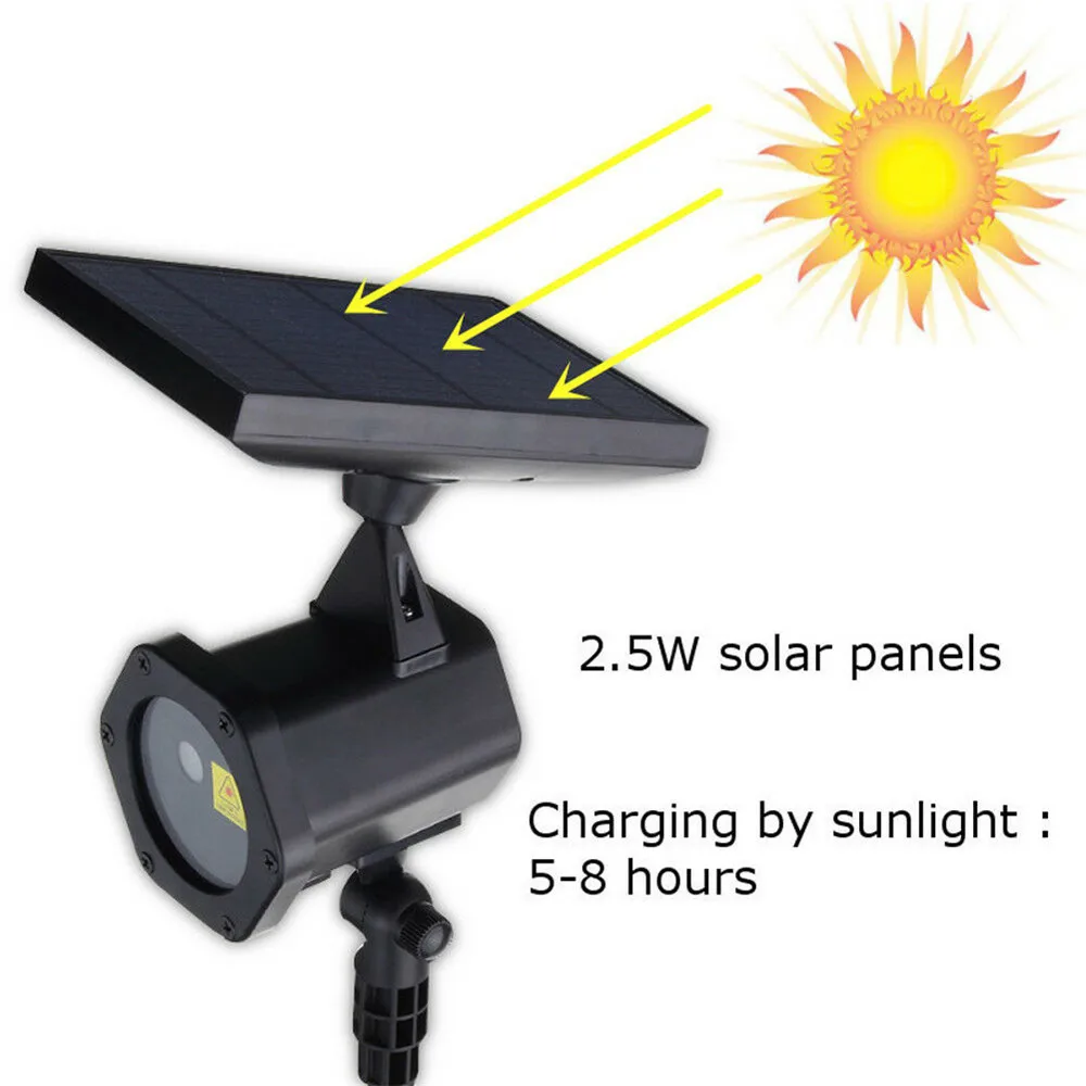 Proyector láser de Navidad, lámpara de proyector de luz de cielo y estrella para escenario, duchas IP65, Panel Solar para exteriores, paisaje,