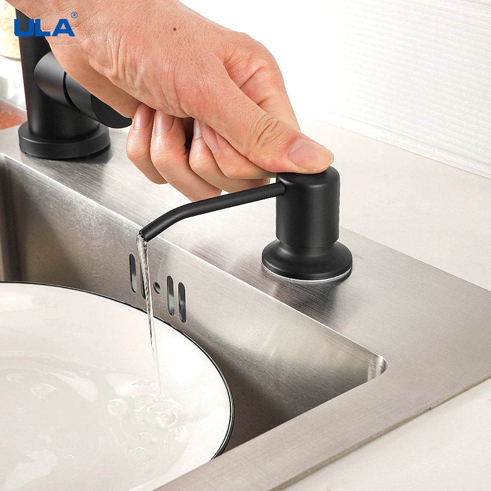 ULA 300ML Kitchen Dispenser Black Stainless Steel Sink Soap Dispenser Detergent Liquid Soap Lotion Dispensers Liquid Soap Holder