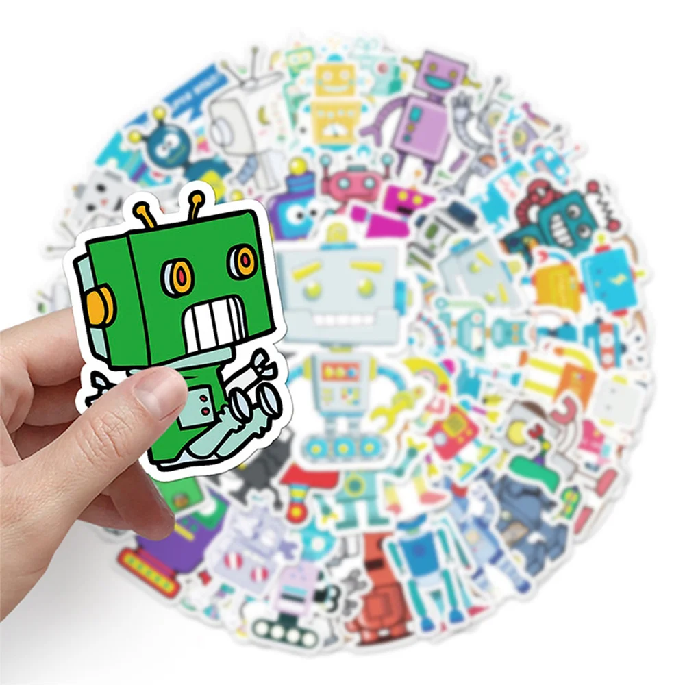 50pcs Robot Stickers For Notebooks Scrapbook Stationery Kscraft Cute Sticker Vintage Scrapbooking Material Craft Supplies