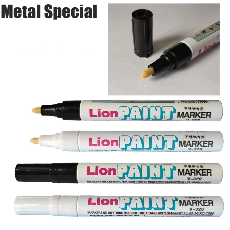 1piece LION V-320 Permanent Marker High Temperature Resistant Paint Pen Stainless Steel Metal Special 2.0MM Painting Supplies