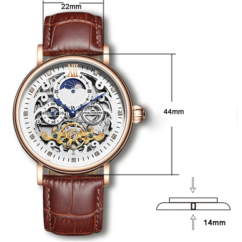 Imagem -05 - Relógio de Pulso Mecânico Grande Case Masculino Relógio Automático de Tamanho Fino Design Luxo Relógio de Pulso Rologio Automatic Montres Uhr