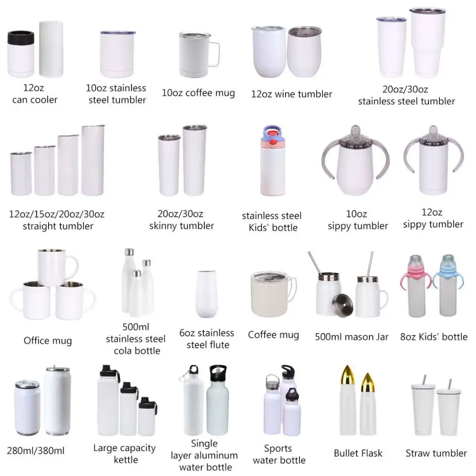 Sublimation Blank Stainless Steel Insulated Tumbler With Straws Custom Logo Double Wall Cup With Lids Mug Water Bottle Cup