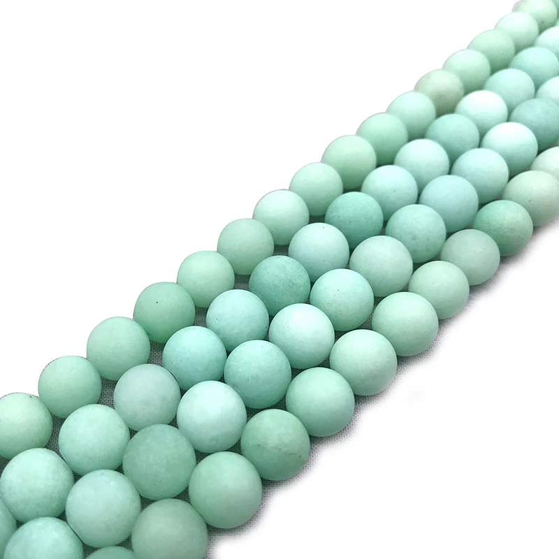 Natural Matte Blue River Amazonite Frosted Stone Round Loose Beads 4 6 8 10 12 mm For Jewelry Making Bracelet Necklace DIY
