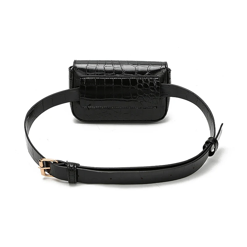 Mihaivina Leather Waist Belt Bags Women Bum Bag Luxury Fanny Pack Female Crocodile Shoulder Pouch Bag Black Mobile Phone Bags