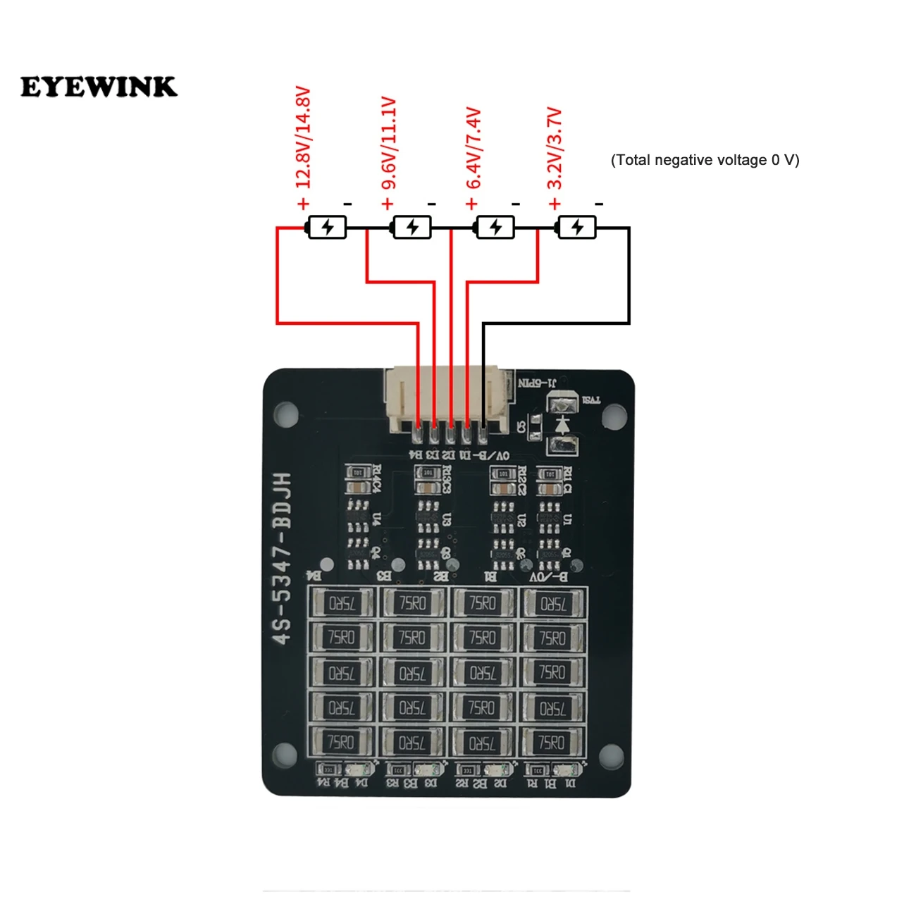 Lifepo4 Lithium Iron Phosphate Battery Passive Balance Board Passive Equalizer Balancing Plate 3S 4S 7S 8S Protection 12V 24V