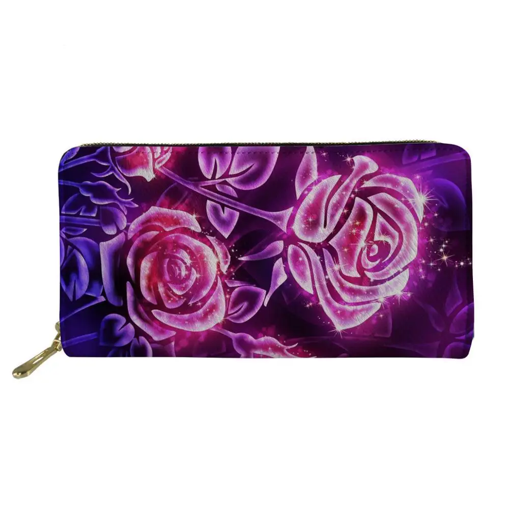 

Galaxy Rose Pattern Long Wallets Zipper Phone Bag Card Holder for Ladies Clutch Purse Carteira Handbags Notecase 2019