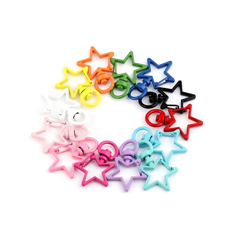 5Pcs/Lot Star Shape Metal Colorful Lobster Clasp Hooks Key Rings Connectors for DIY Crafts Jewelry Making Findings Accessories