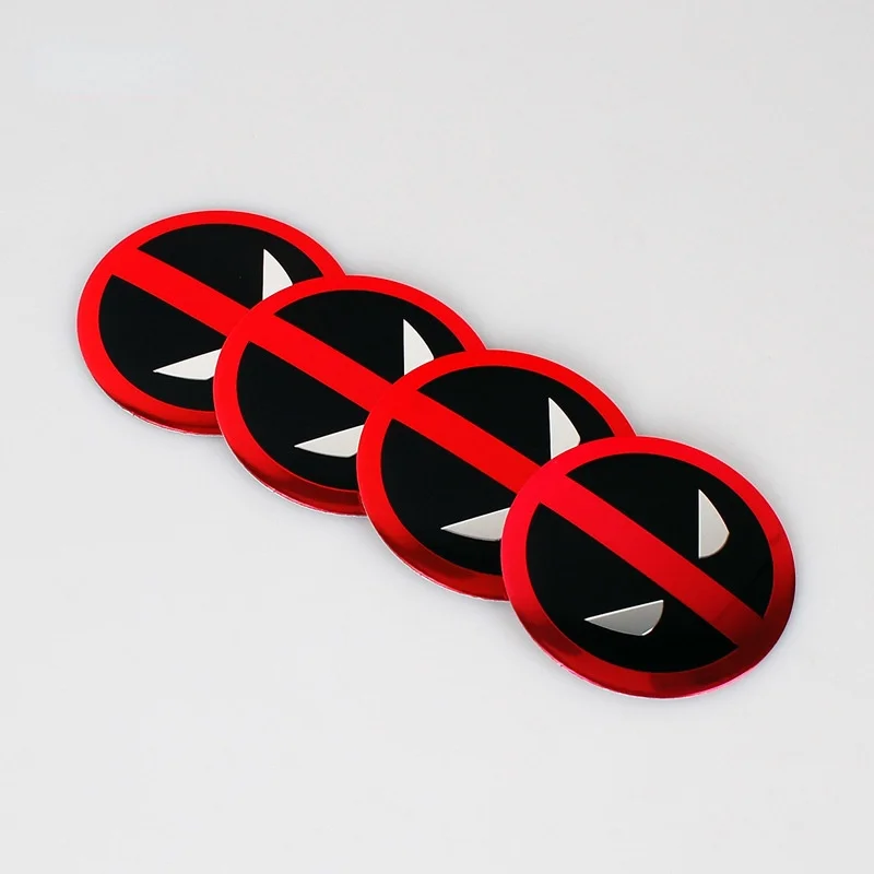 4 Pcs 3D Metal 56mm Car Wheel Center Hub Cap Cover Sticker Rim Emblem Badge Fit For Deadpool Car Styling