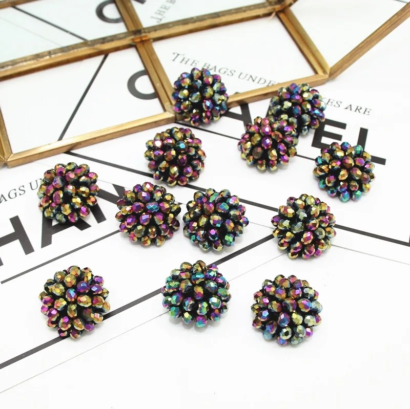 Crystal Buttons Handmade Beaded Buttons Children\'s Sweaters Shirts Coats Decorative Buttons Earrings Rings Jewelry Accessories