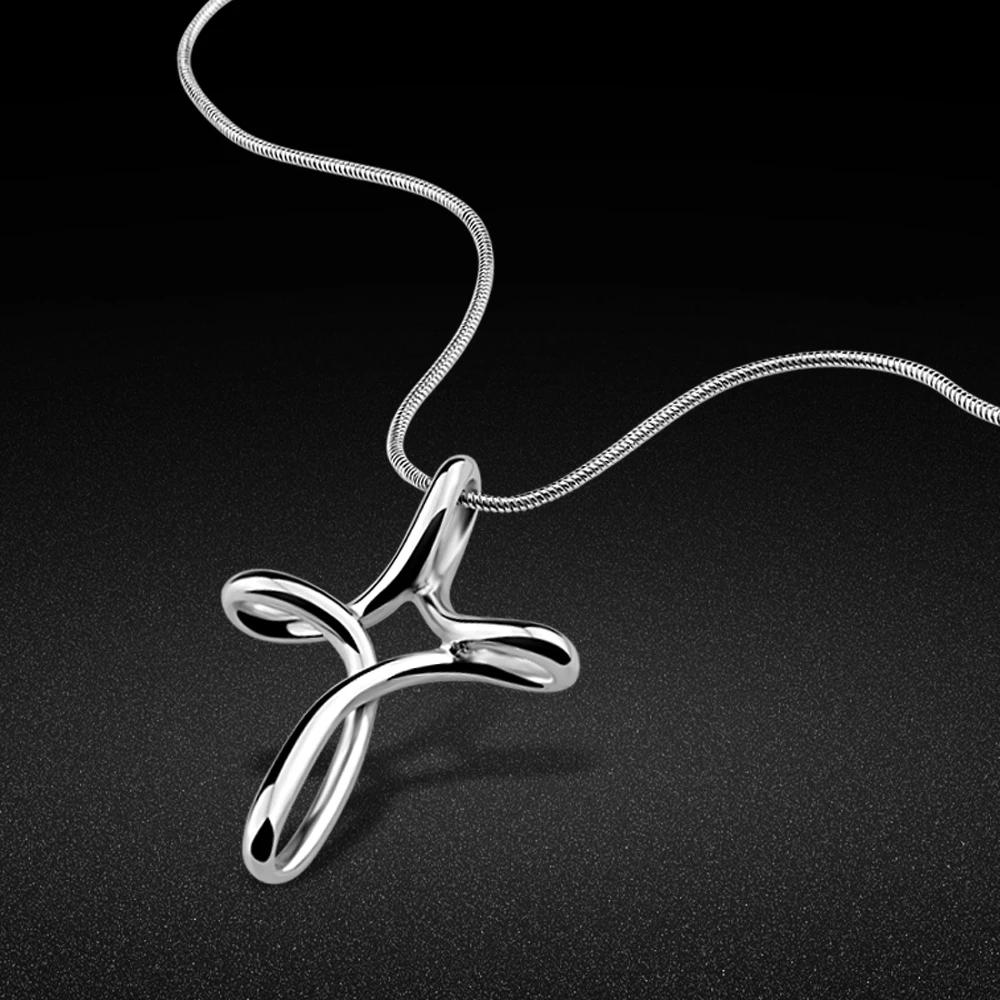 925 Sterling Silver Cross Pendant Necklace for Women Sleek Snake Chain Religious Meaning Faith Fine Jewelry Valentine’s Day Gift