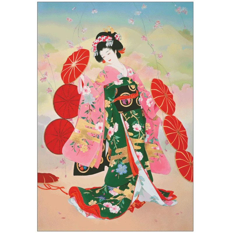 

Japanese Woman Beautiful Geisha Lady Top Quality Embroidery Needlework 14CT Unprinted Art Cross Stitch Kits DIY Handmade Decor