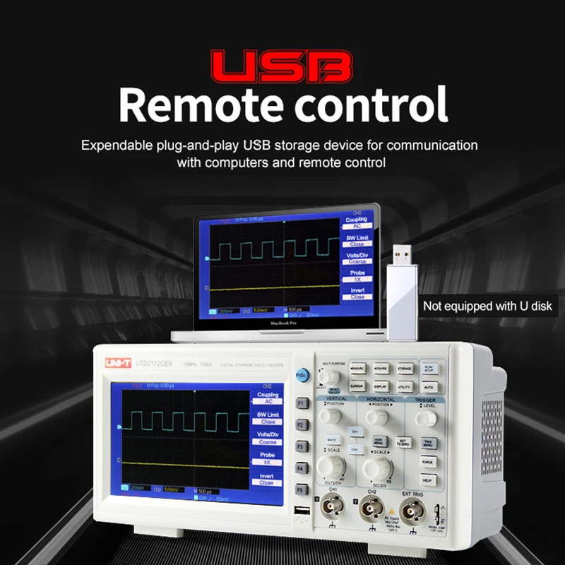 UNI-T Digital Storage Oscilloscope UTD2102CEX UTD2102CEX+ 2 Channels 100mHz Portable USB Oscilloscope 1GSa/S Sampling Rate