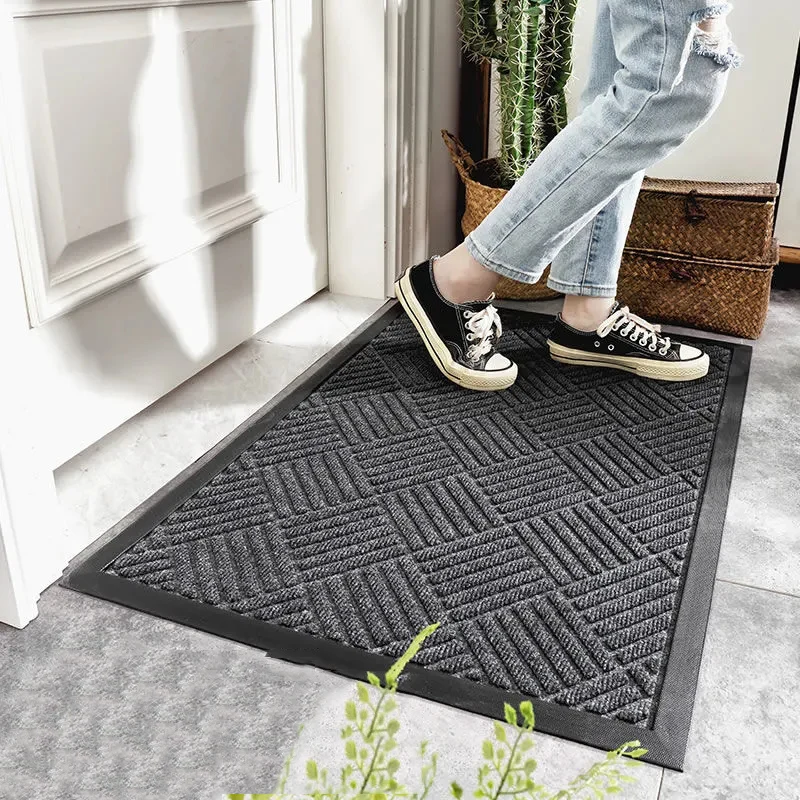 

Polyester Rubber Door Mats 3d Texture Solid Color Non-Slip Carpet Outdoor Carpets Durable Foot Pads Modern Villa Hotel Large Rug