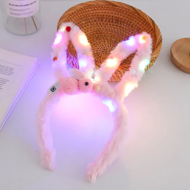 

10pcs Women Girl Light Up Plush Rabbit Cat Ears Cute Luminous Party Ball Flash Props Birthday Gift Wedding Festival