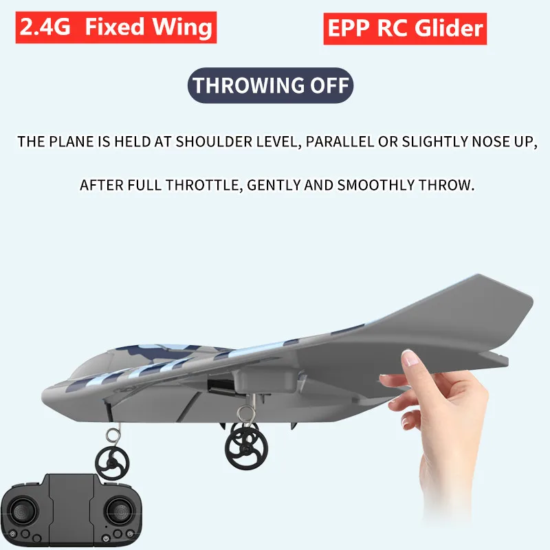 

Electric 2.4G Fixed Wing EPP Foam Wings Airplane 100M Distance Smart Gyroscope Throw To Flying Take off RC Glider Plane Kid Toy