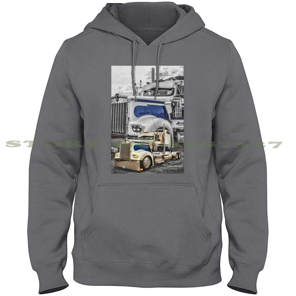 Kenworth Double Exposure 100% Pure Cotton Hoodie Tshirt Big Rigs Semi Trucks Trailer Tractors Peterbilt Kenworth Custom Photos