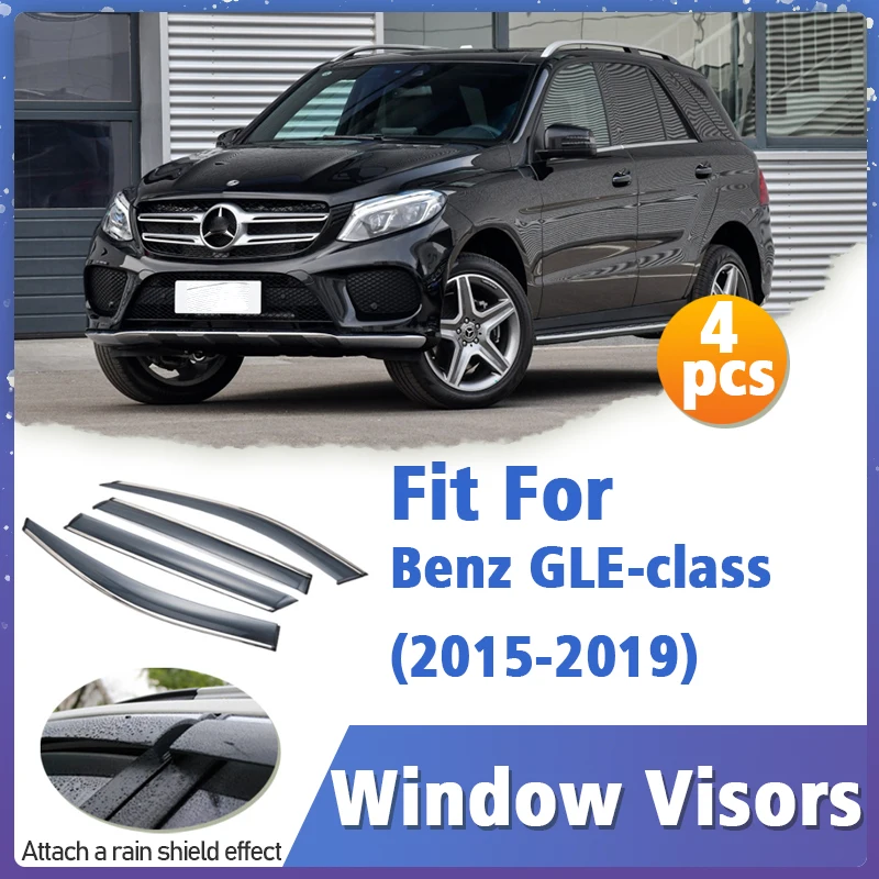 

Window Visors Guard for Benz GLE class Coupe 2015-2022 Cover Trim Awnings Shelters Protection Guard Deflector Rain Rhield 4pcs