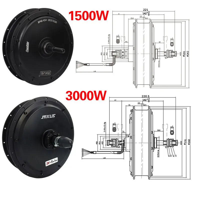 MXUS Wheel hub motor 72V 3000W 60V 1500W Electric Bike Motor 48V 1000W 500W  Brushless Driect Drive Motor E-bike Motor  Powerful