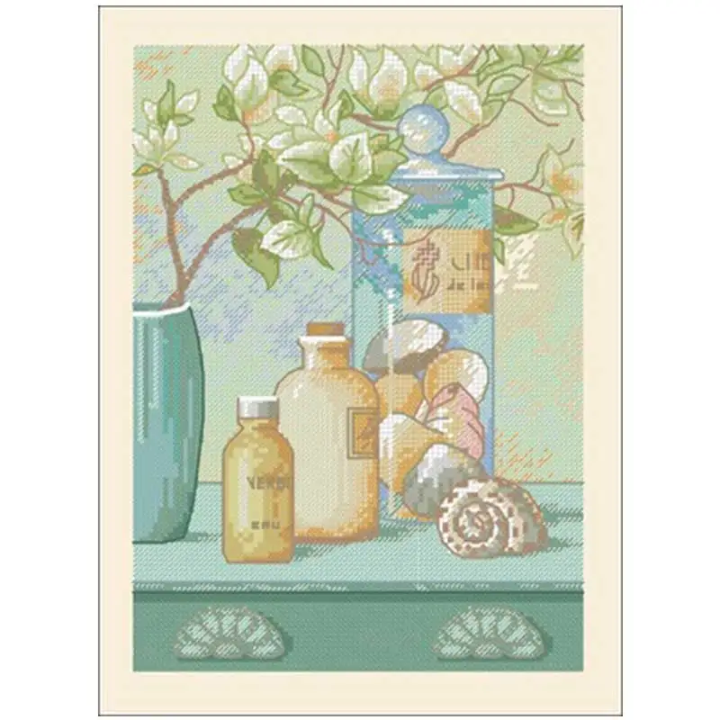 

Conch and Bottle Patterns Counted Cross Stitch 11CT 14CT 18CT DIY Wholesale Chinese Cross Stitch Kits Embroidery Needlework Sets