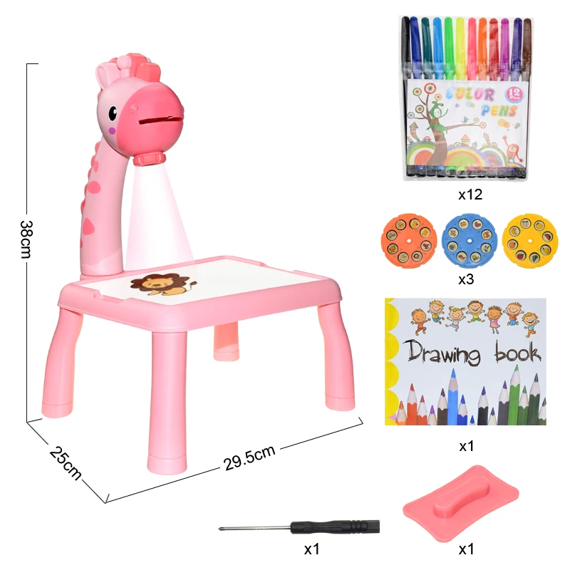 Mesa de dibujo de arte con proyector Led para niños, tablero de pintura para niños, manualidades artísticas de escritorio, herramientas de aprendizaje educativo, juguete para niña