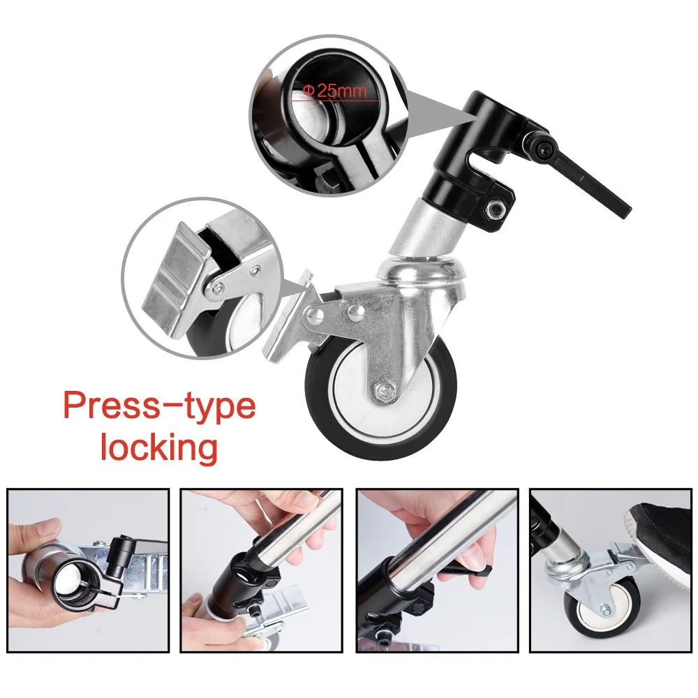 SH 1PCS 2.6m/10in C-Stand with Sliding Leg Kit,Wheels,Grip Head & Arm,Chrome Plated