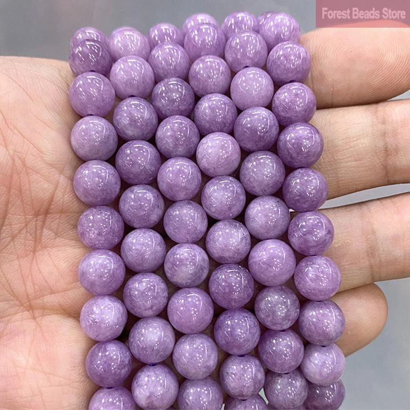 Light Purple Jaspers Natural Stone Chalcedony Round Beads for Jewelry Making Diy Charms Bracelet Necklace 15