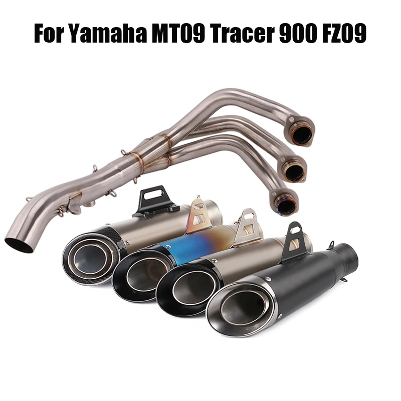 For Yamaha MT09 Tracer 900 FZ09 Exhaust System Pipe Motorcycle Header Link Tube Connect Section Slip On Exhaust Tips Muffler